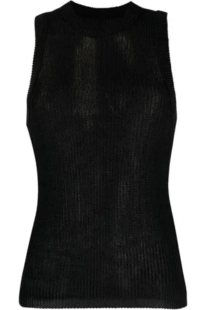 Low Classic Topp, Dam, M, Svart Stickad Ärmlös Top
