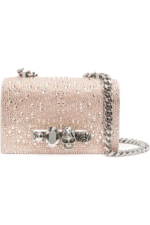 Alexander McQueen Väska, Dam, ONE Size, Läder, Rosa Skuldväska med Foldover och Four Ring Handtag