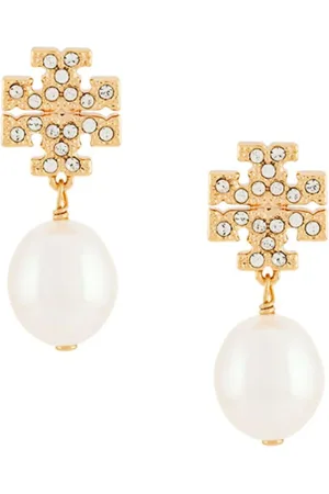 Tory Burch Accessoarer, Dam, ONE Size, Kristallörhängen med Pavé och Pärlberlock