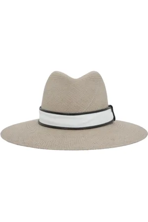 Brunello Cucinelli Accessoarer, Dam, M, Bomull, Strå Fedora med Canvasband