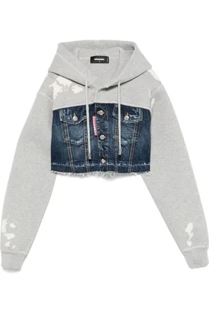 Dsquared2 Sweatshirts & Hoodies, Dam, XS, Indigo Blå Huvtröja med Fickor