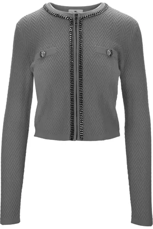Elisabetta Franchi Stickade tröjor & koftor, Dam, S, Silverkedja Dragkedja Cardigan