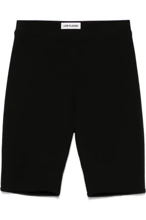 Low Classic Shorts, Dam, S, Svarta Elastiska Midjeband Picot Trim Shorts