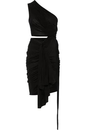 Rick Owens Klänning, Dam, S, Svart Draperad Klänning med Samlad Twist