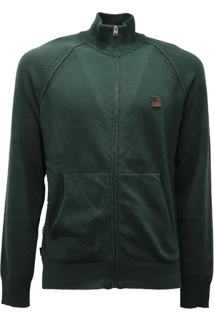 Woolrich Stickade tröjor & koftor, Herr, S, Grön Ull Full Zip Tröja