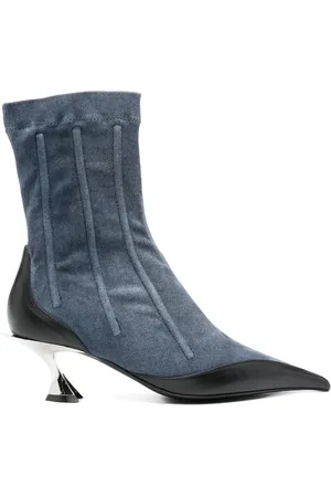 MUGLER Skor, Dam, 39 EU, Läder, Indigo Blå Läder Klackskor