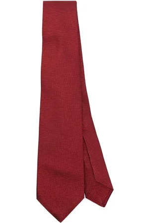BARBA Accessoarer, Herr, ONE Size, Röd Jacquard Spetsig Slips