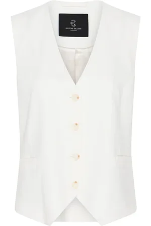 Bruuns Bazaar Jacka, Dam, S, Linne, Elegant Waistcoat Blazer Snow