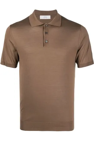 Mauro Ottaviani Topp, Herr, XL, Silkig Polo Tröja i Kornbrun