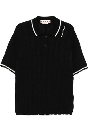 Marni Topp, Herr, L, Bomull, Pikétröja med broderad logotyp