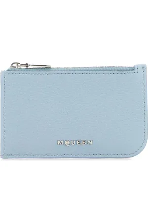 Alexander McQueen Accessoarer, Herr, ONE Size, Läder, Ljusblått läderkorthållare plånbok