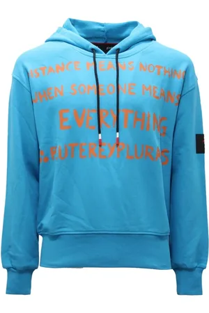 Peuterey Sweatshirts & Hoodies, Herr, L, Bomull, Oversize Bomullströja Turkos