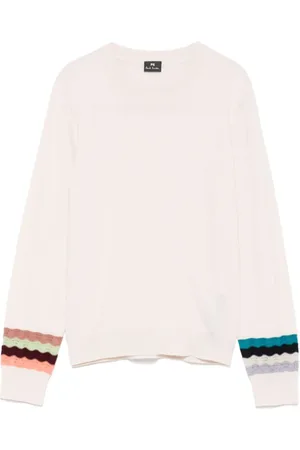 Paul Smith Stickade tröjor & koftor, Dam, M, Crew Neck Sweater med Ribbed Trim