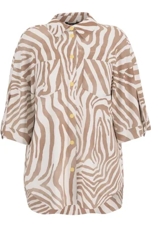 Guess Blusar & Skjortor , Dam, 2Xl, Linne, Casual Animal Print Skjorta