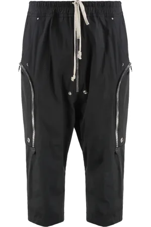 Rick Owens Byxor, Herr, L, Bomull, Bomullbyxor med Läderdetaljer