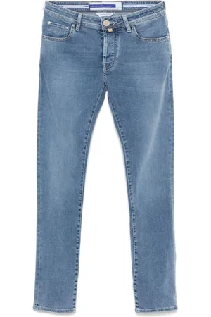 Jacob Cohen Jeans, Herr, W36, Denim, Klarblå Jeans med Dold Dragkedja