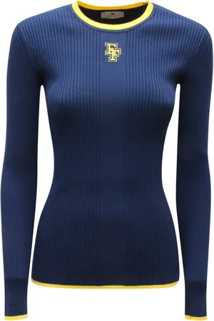 Elisabetta Franchi Stickade tröjor & koftor, Dam, M, Polyester, Elegant Viskos Polyester Tröja