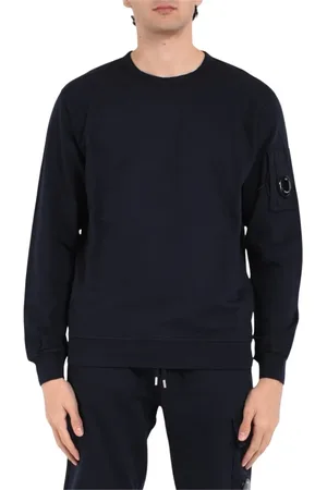 C.P. Company Sweatshirts & Hoodies, Herr, L, Bomull, Räfflade Sweatshirts med Logoficka