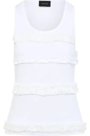 Simone Rocha Topp, Dam, XS, Bomull, Vit Topplagg Stilren Bomull