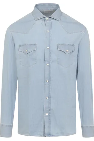 Brunello Cucinelli Skjorta, Herr, L, Bomull, Blå Skjorta för Män Ss25
