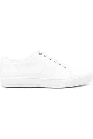 Lanvin Skor, Herr, 41 EU, Läder, Vit Snörad Sneaker med Rund Tå