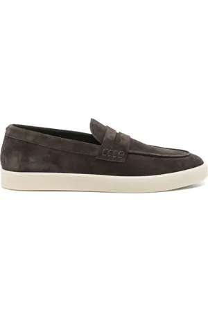 CANALI Skor, Herr, 41 EU, Läder, Brun Läder Platta Skor