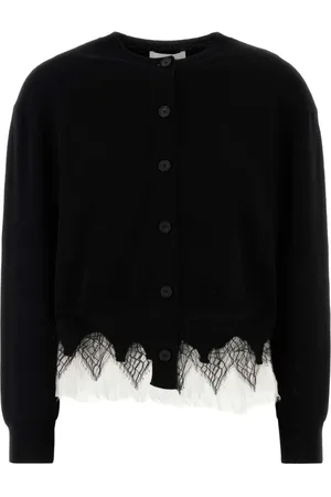 Alexander McQueen Stickade tröjor & koftor, Dam, M, Svart ullblandad kofta stickat