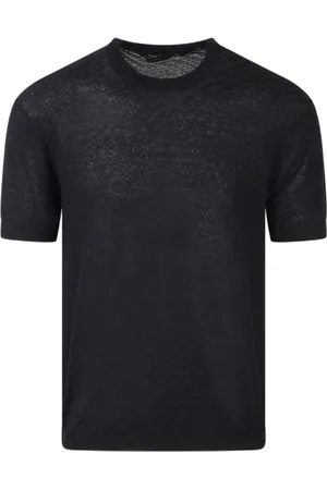 LOW BRAND Stickade tröjor & koftor, Herr, M, Bomull, Svart Jacquard Crew Neck T-shirt