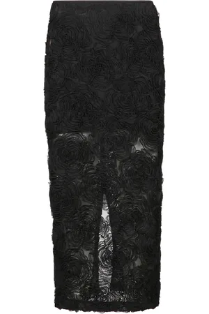 ROTATE Kjol, Dam, S, Svart paljettkjol med blommigt broderi