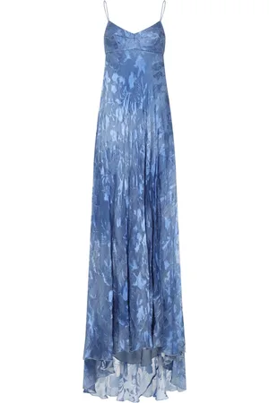 ERMANNO SCERVINO Klänning, Dam, S, Denim, Blå Blommig Klänning för Speciella Tillfällen