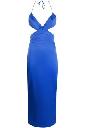 ALEX PERRY Klänning, Dam, XS, Koboltblå Satin Cut-Out Midi Klänning