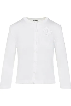 Jil Sander Stickade tröjor & koftor, Dam, S, Elegant Vit Tröja