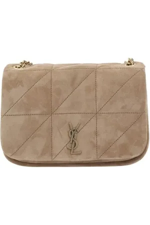 Saint Laurent Väska, Dam, ONE Size, Mocka, Quiltad Mocka Axelväska med Kedja