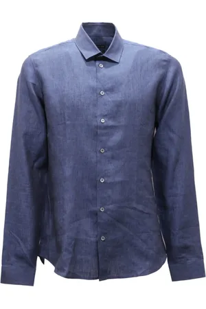 Patrizia Pepe Skjorta, Herr, M, Linne, Blå Stämning Linneskjorta Slim Fit