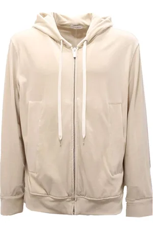 Paolo Pecora Sweatshirts & Hoodies, Herr, S, Italiensk tillverkad sweatshirt vit kräm