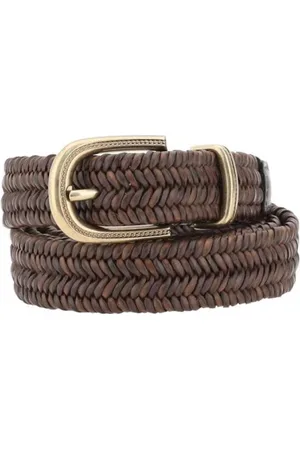 Brunello Cucinelli Accessoarer, Dam, M, Läder, Flätat läderbälte med kontrasterande spänne