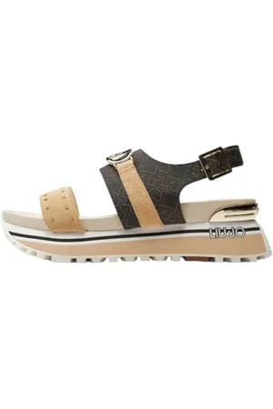 Liu Jo Skor, Dam, 37 EU, Läder, Eko-läder sandaler med upphöjd sula