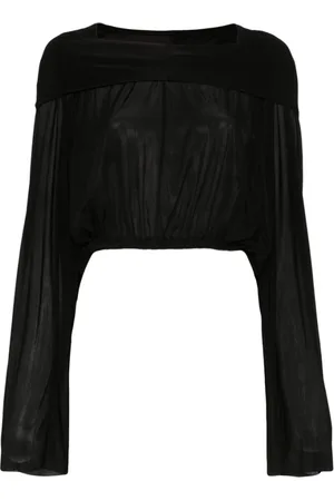 Rick Owens Topp, Dam, ONE Size, Svart Dolmanärm Halvgenomskinlig T-shirt