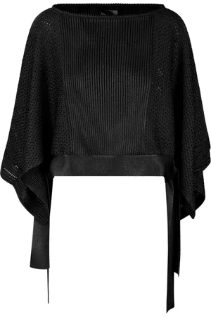 Alberta Ferretti Stickade tröjor & koftor, Dam, S, Mesh Stickad Poncho Tröja