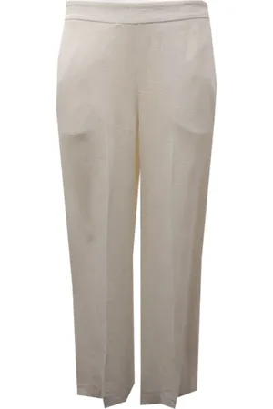 Twin-Set Byxor, Dam, 2Xs, Vit Broderi Hög Midja Byxor