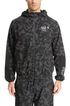 EA7 Jacka, Herr, M, Polyester, Camouflage Dragkedja Huva Jacka med Fickor