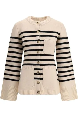 Khaite Stickade tröjor & koftor, Dam, S, Randig Cashmere Cardigan med Fickor