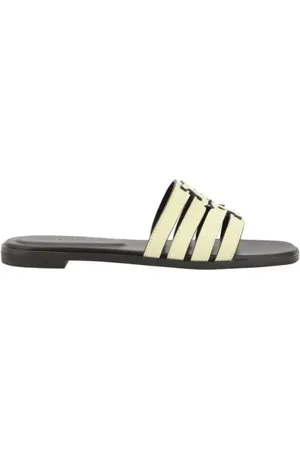 Tory Burch Skor, Dam, 36 1/2 EU, Läder, Fyrkantig Tå Lädersandaler med Urklipp