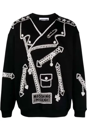 Moschino Sweatshirts & Hoodies, Herr, M, Bomull, Grafiskt Tryck Tröja i Svart Bomull