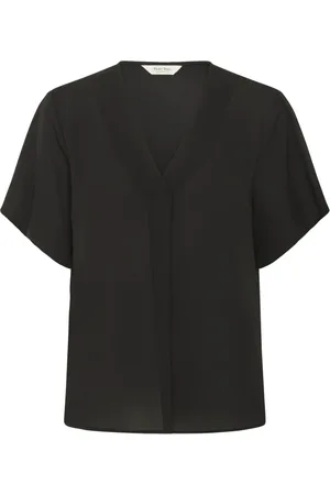 Part Two Blusar & Skjortor , Dam, S, Polyester, Svart V-ringad Blus Sanayapw Stil