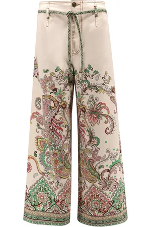 Etro Jeans, Dam, W29, Bomull, Blommig Midja Byxor MultiFärg