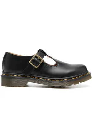 Dr. Martens Skor, Dam, 39 EU, Läder, Svart Läder T-Bar Platta Skor