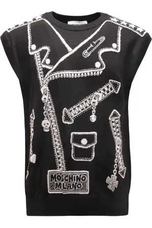 Moschino Stickade tröjor & koftor, Herr, L, Ull Ärmlös Tröja Couture Stil