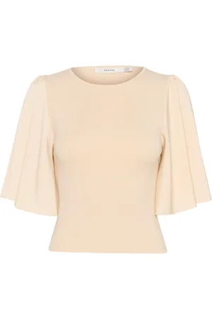 Gestuz Blusar & Skjortor , Dam, 2Xs, Elegant Flounce Ärm Topp Björk