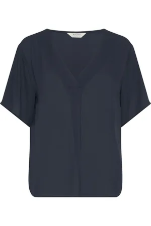 Part Two Blusar & Skjortor , Dam, 2Xs, Polyester, Midnight V-Ringad Blus